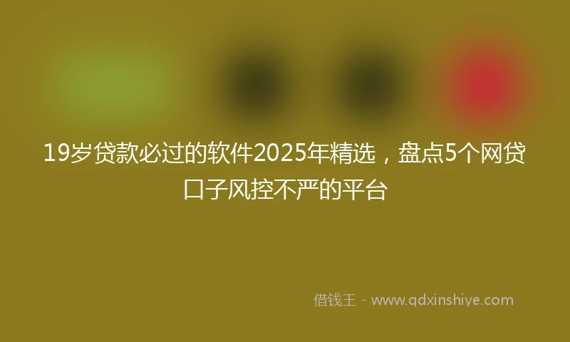 19岁贷款必过的软件2025年精选，盘点5个网贷口子风控不严的平台