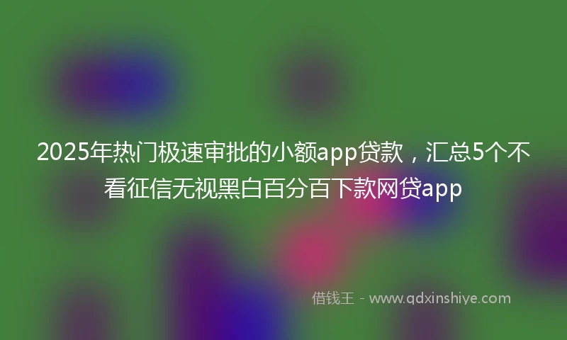 2025年热门极速审批的小额app贷款，汇总5个不看征信无视黑白百分百下款网贷app