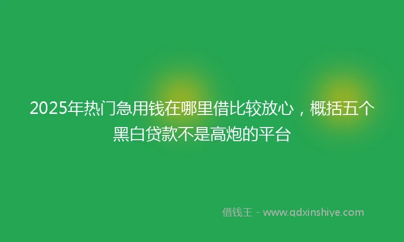 2025年热门急用钱在哪里借比较放心，概括五个黑白贷款不是高炮的平台