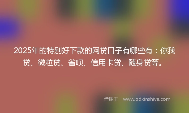 2025年的特别好下款的网贷口子有哪些有：你我贷、微粒贷、省呗、信用卡贷、随身贷等。