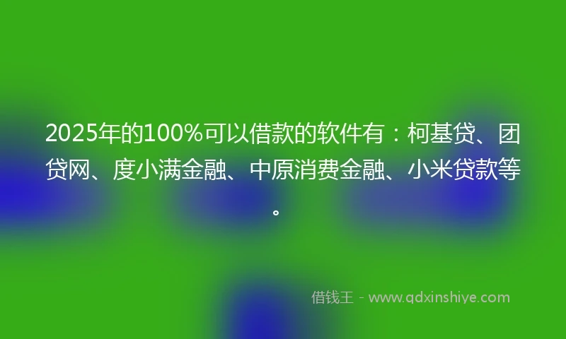 2025年的100%可以借款的软件有：柯基贷、团贷网、度小满金融、中原消费金融、小米贷款等。
