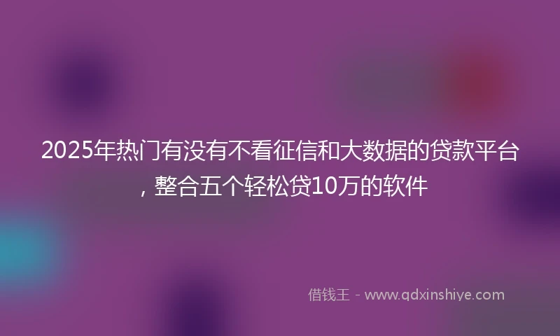 2025年热门有没有不看征信和大数据的贷款平台，整合五个轻松贷10万的软件
