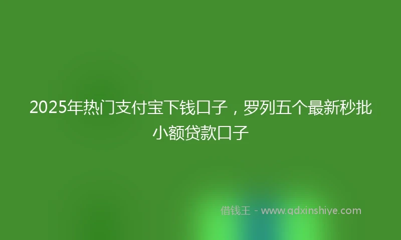2025年热门支付宝下钱口子，罗列五个最新秒批小额贷款口子