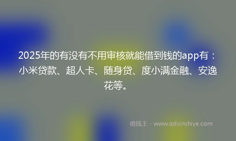2025年的有没有不用审核就能借到钱的app有：小米贷款、超人卡、随身贷、度小满金融、安逸花等。