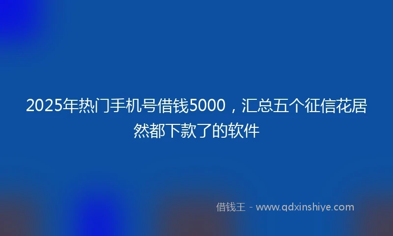 2025年热门手机号借钱5000，汇总五个征信花居然都下款了的软件