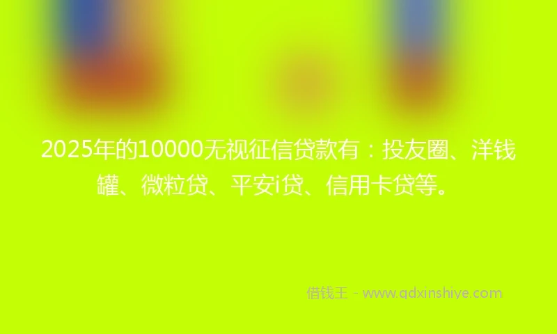 2025年的10000无视征信贷款有：投友圈、洋钱罐、微粒贷、平安i贷、信用卡贷等。