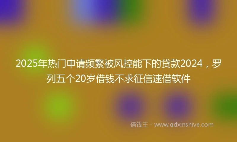 2025年热门申请频繁被风控能下的贷款2024，罗列五个20岁借钱不求征信速借软件