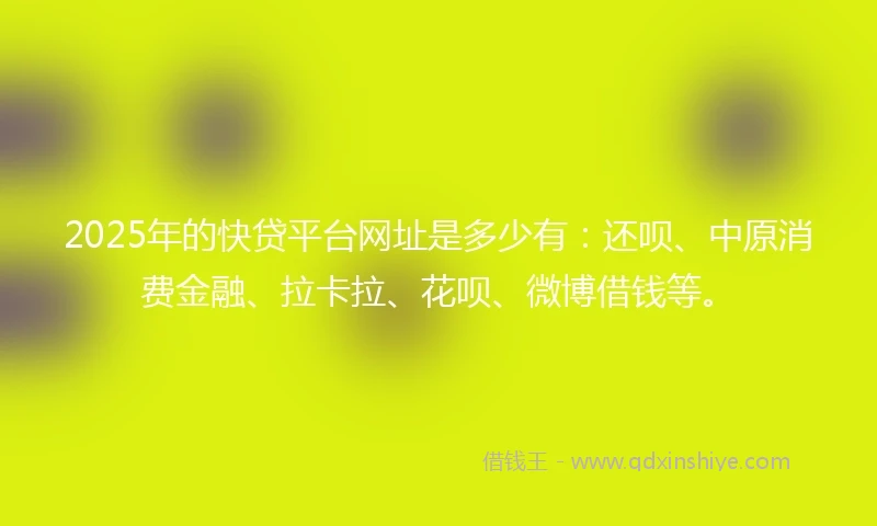 2025年的快贷平台网址是多少有：还呗、中原消费金融、拉卡拉、花呗、微博借钱等。