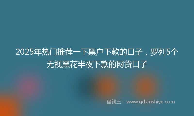 2025年热门推荐一下黑户下款的口子，罗列5个无视黑花半夜下款的网贷口子