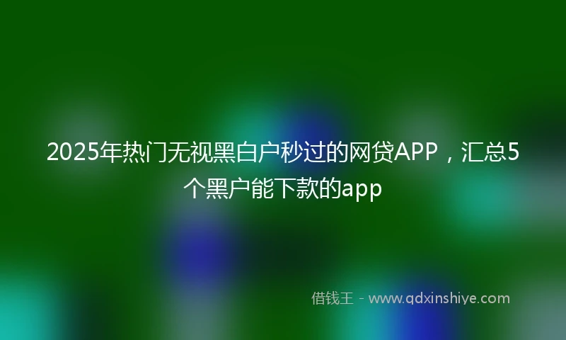 2025年热门无视黑白户秒过的网贷APP，汇总5个黑户能下款的app