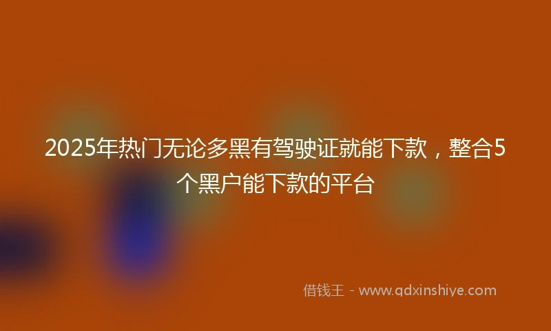 2025年热门无论多黑有驾驶证就能下款，整合5个黑户能下款的平台