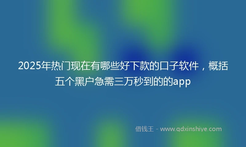 2025年热门现在有哪些好下款的口子软件，概括五个黑户急需三万秒到的的app