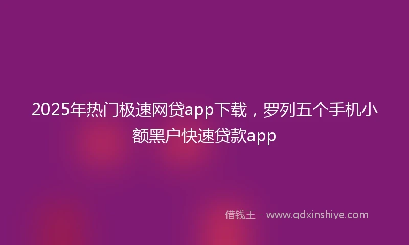 2025年热门极速网贷app下载，罗列五个手机小额黑户快速贷款app