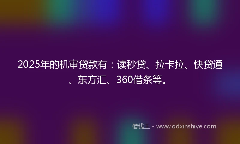2025年的机审贷款有：读秒贷、拉卡拉、快贷通、东方汇、360借条等。