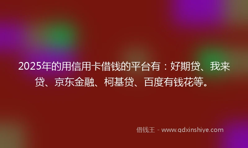 2025年的用信用卡借钱的平台有：好期贷、我来贷、京东金融、柯基贷、百度有钱花等。