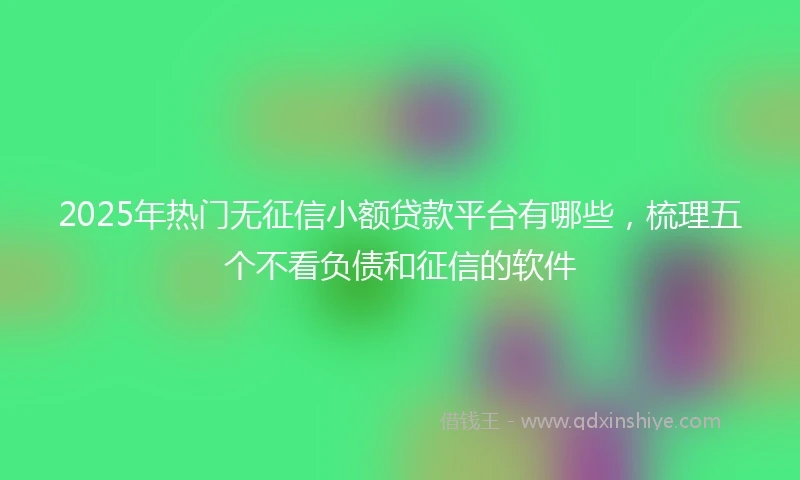 2025年热门无征信小额贷款平台有哪些，梳理五个不看负债和征信的软件