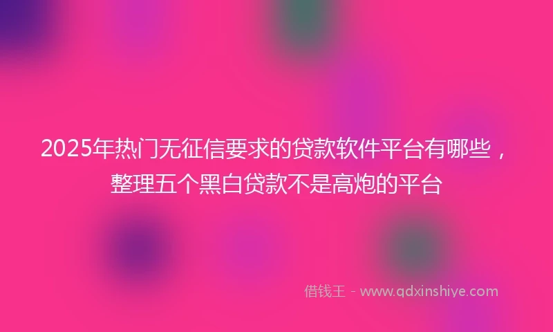 2025年热门无征信要求的贷款软件平台有哪些，整理五个黑白贷款不是高炮的平台