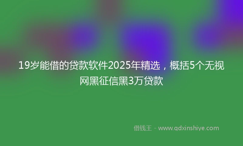 19岁能借的贷款软件2025年精选，概括5个无视网黑征信黑3万贷款
