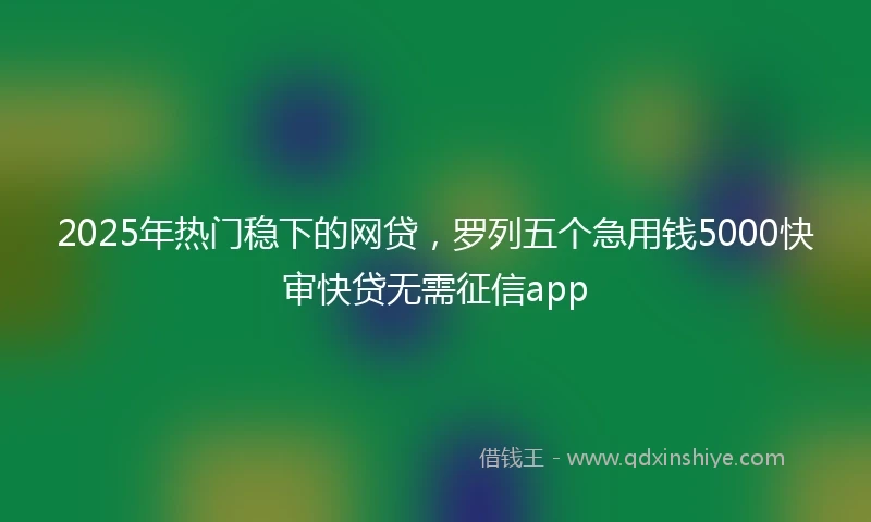2025年热门稳下的网贷，罗列五个急用钱5000快审快贷无需征信app