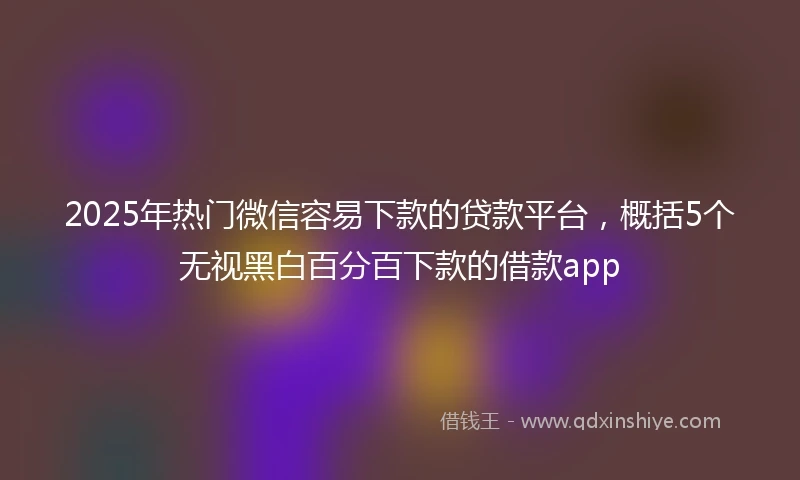 2025年热门微信容易下款的贷款平台，概括5个无视黑白百分百下款的借款app