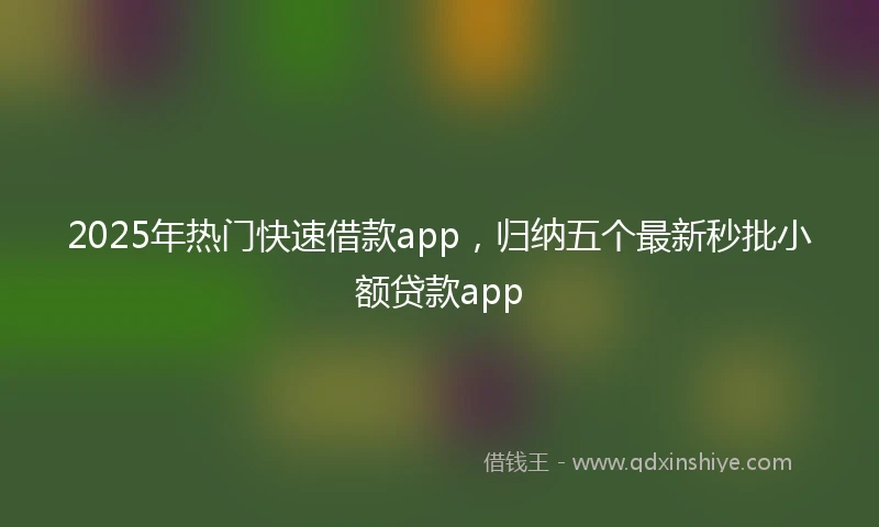 2025年热门快速借款app，归纳五个最新秒批小额贷款app