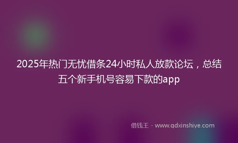 2025年热门无忧借条24小时私人放款论坛，总结五个新手机号容易下款的app
