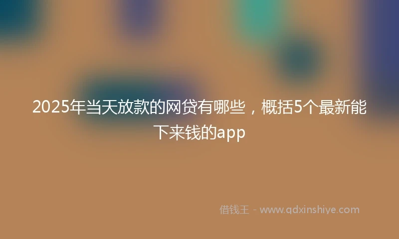 2025年当天放款的网贷有哪些，概括5个最新能下来钱的app