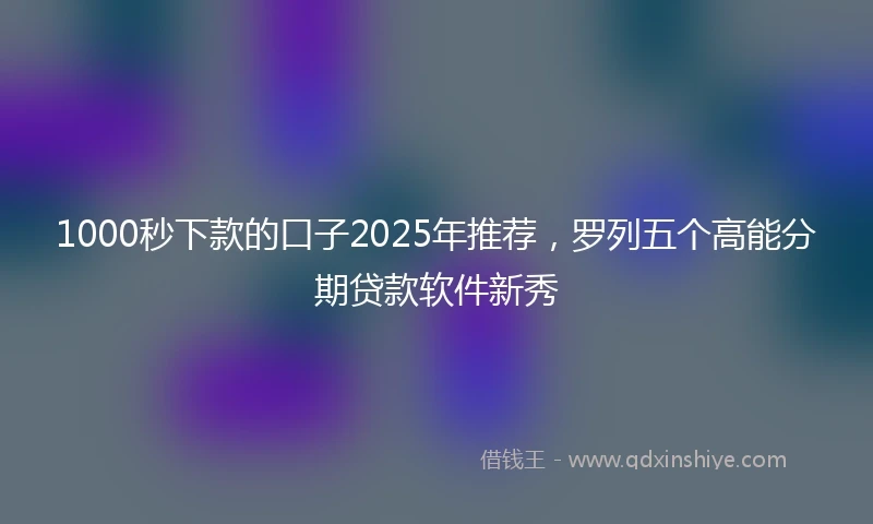 1000秒下款的口子2025年推荐，罗列五个高能分期贷款软件新秀