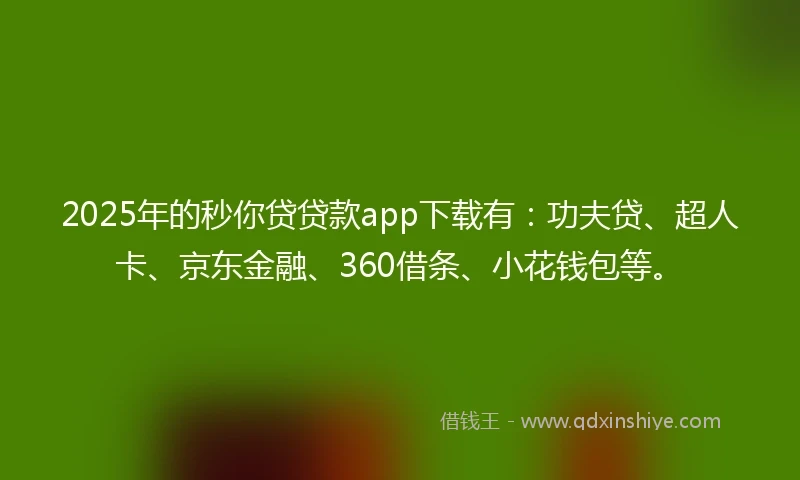 2025年的秒你贷贷款app下载有：功夫贷、超人卡、京东金融、360借条、小花钱包等。