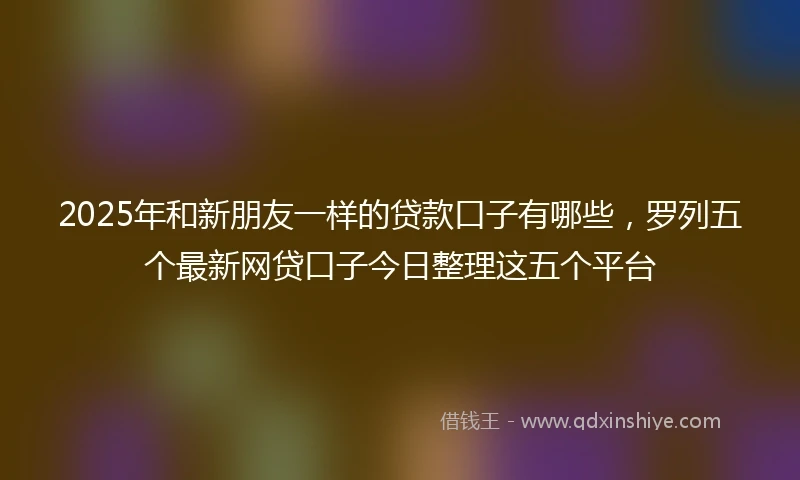 2025年和新朋友一样的贷款口子有哪些，罗列五个最新网贷口子今日整理这五个平台