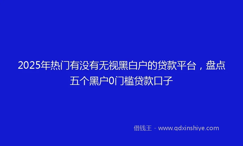 2025年热门有没有无视黑白户的贷款平台，盘点五个黑户0门槛贷款口子