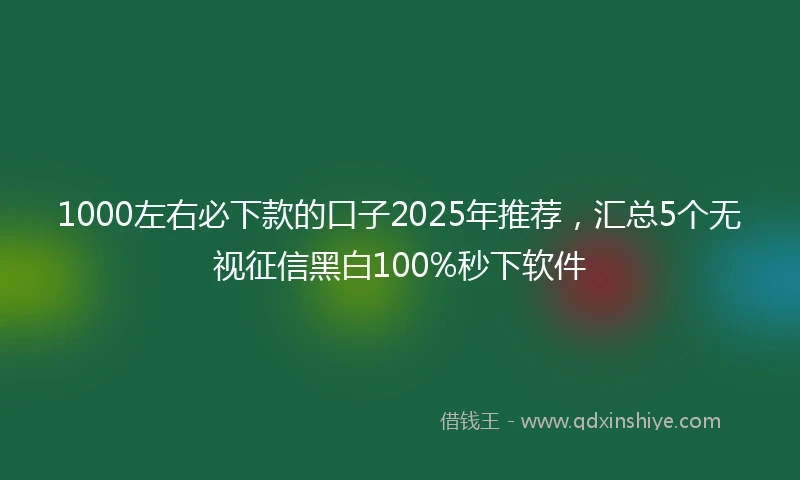 1000左右必下款的口子2025年推荐，汇总5个无视征信黑白100%秒下软件