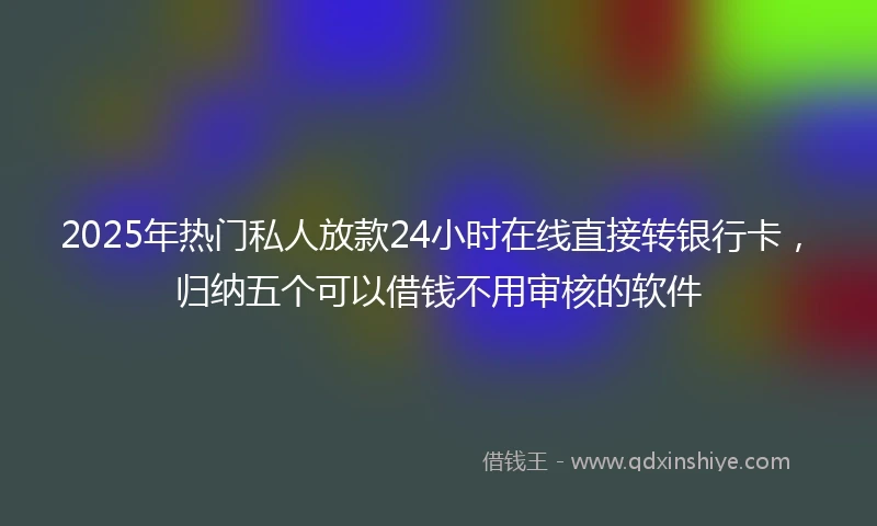 2025年热门私人放款24小时在线直接转银行卡，归纳五个可以借钱不用审核的软件