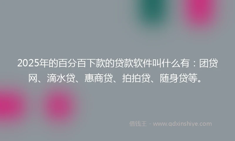2025年的百分百下款的贷款软件叫什么有：团贷网、滴水贷、惠商贷、拍拍贷、随身贷等。
