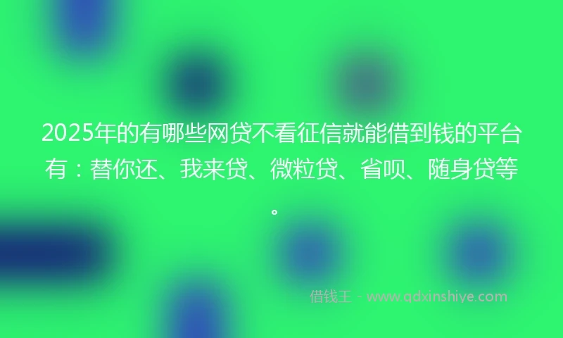 2025年的有哪些网贷不看征信就能借到钱的平台有：替你还、我来贷、微粒贷、省呗、随身贷等。