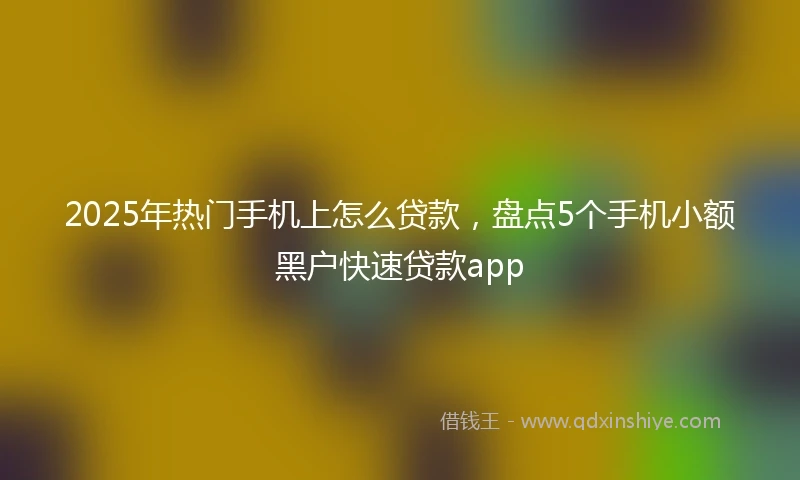 2025年热门手机上怎么贷款，盘点5个手机小额黑户快速贷款app