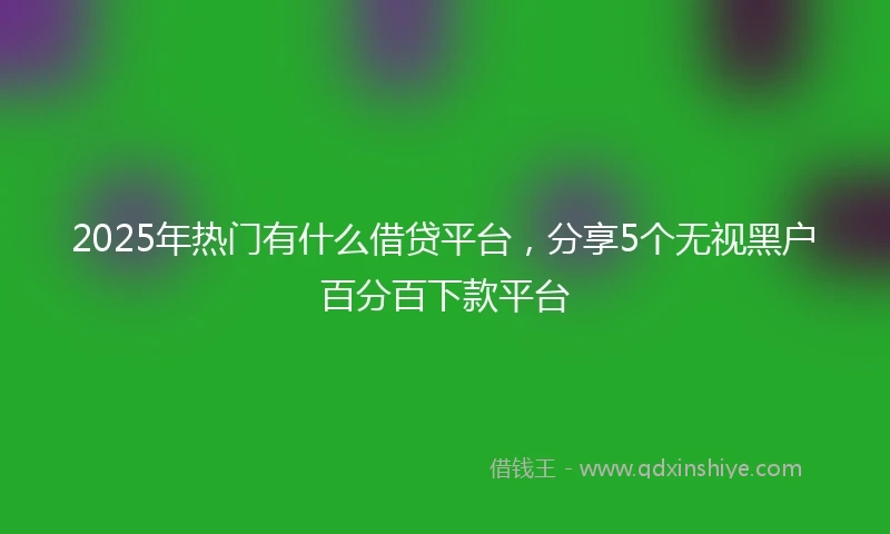 2025年热门有什么借贷平台，分享5个无视黑户百分百下款平台