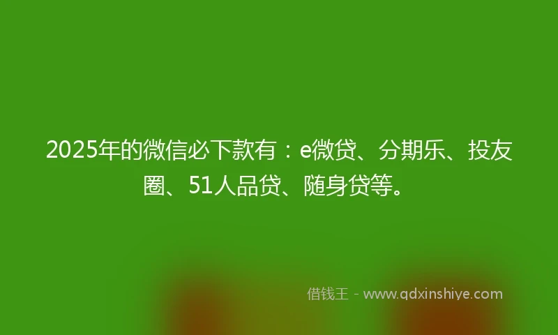 2025年的微信必下款有：e微贷、分期乐、投友圈、51人品贷、随身贷等。