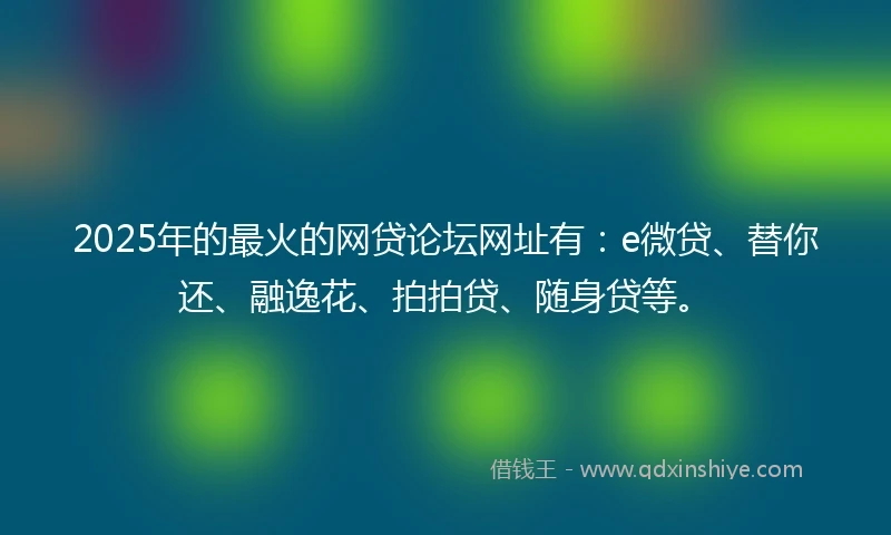 2025年的最火的网贷论坛网址有：e微贷、替你还、融逸花、拍拍贷、随身贷等。