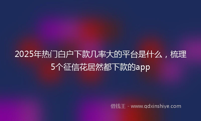 2025年热门白户下款几率大的平台是什么，梳理5个征信花居然都下款的app