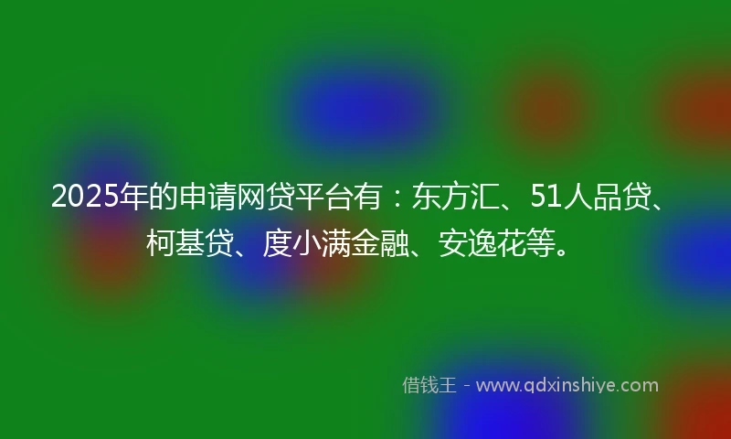 2025年的申请网贷平台有：东方汇、51人品贷、柯基贷、度小满金融、安逸花等。