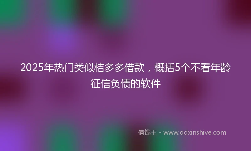 2025年热门类似桔多多借款，概括5个不看年龄征信负债的软件