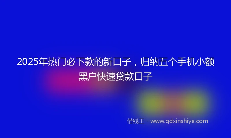 2025年热门必下款的新口子，归纳五个手机小额黑户快速贷款口子