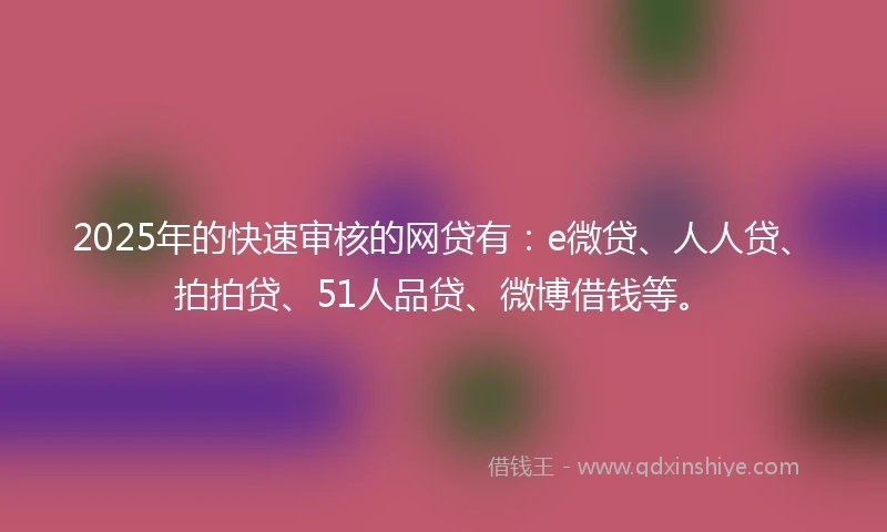 2025年的快速审核的网贷有：e微贷、人人贷、拍拍贷、51人品贷、微博借钱等。