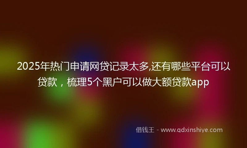 2025年热门申请网贷记录太多,还有哪些平台可以贷款，梳理5个黑户可以做大额贷款app