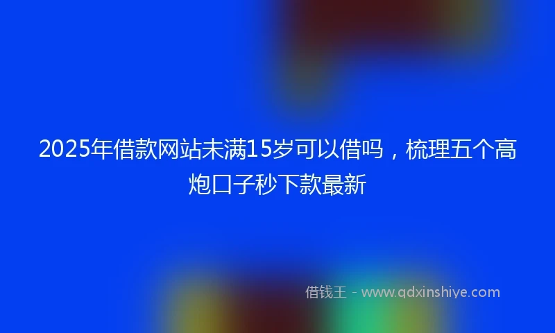 2025年借款网站未满15岁可以借吗，梳理五个高炮口子秒下款最新