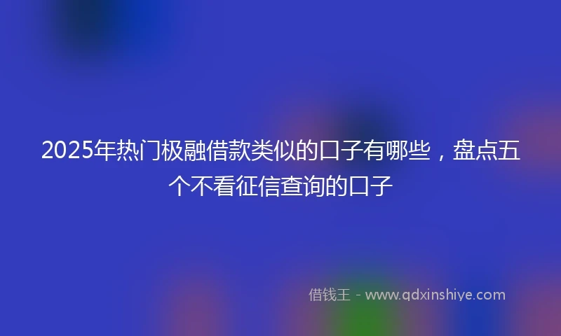 2025年热门极融借款类似的口子有哪些，盘点五个不看征信查询的口子