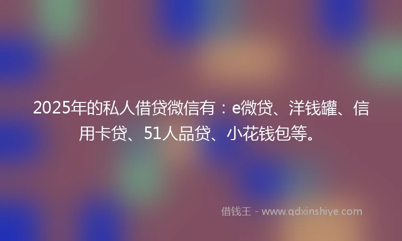 2025年的私人借贷微信有:e微贷、洋钱罐、信用卡贷、51人品贷、小花钱包等。