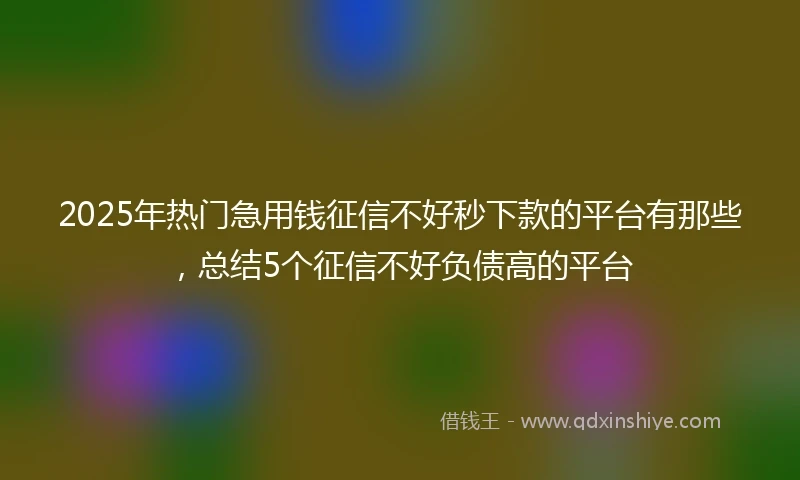 2025年热门急用钱征信不好秒下款的平台有那些，总结5个征信不好负债高的平台