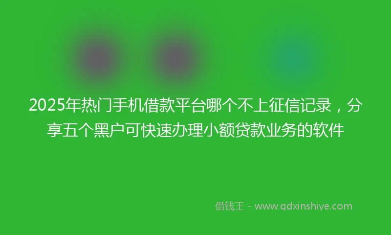2025年热门手机借款平台哪个不上征信记录，分享五个黑户可快速办理小额贷款业务的软件